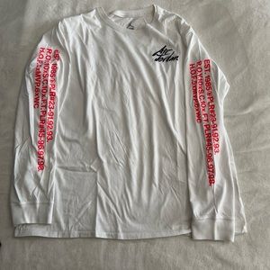 Nike Mens Long Sleeve Shirt XL Air Jordan Script Logo ROTY white And Orange Used